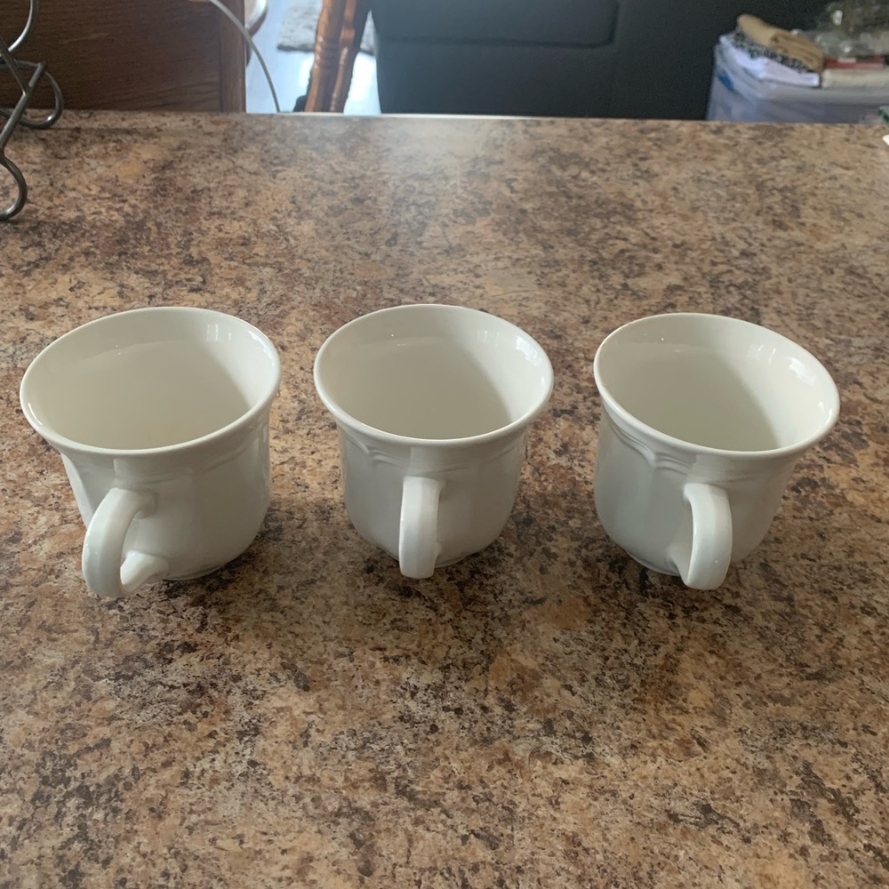 NWOT Mikasa Set of 3 White Coffee Tea Cups Mugs French Countryside F 9000 Japan